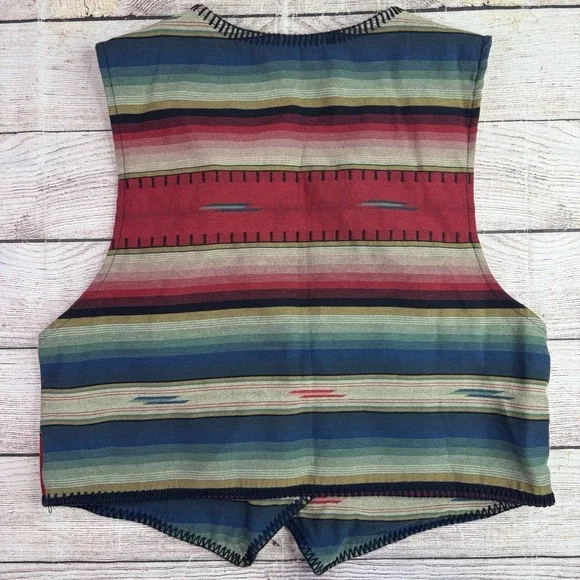 Vintage‎ RoughRider Circle T Vest Womens M/L SouthWestern Striped Concho Button - Picture 12 of 16